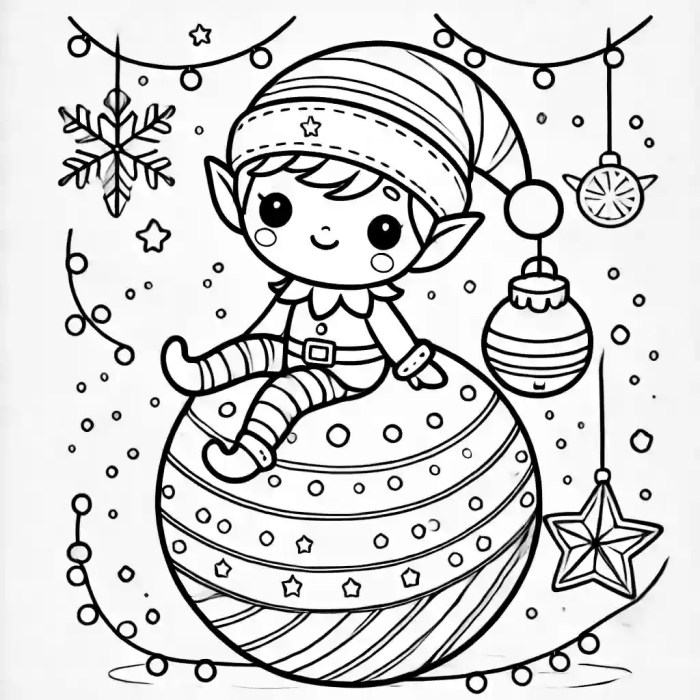 Elf coloring book pages