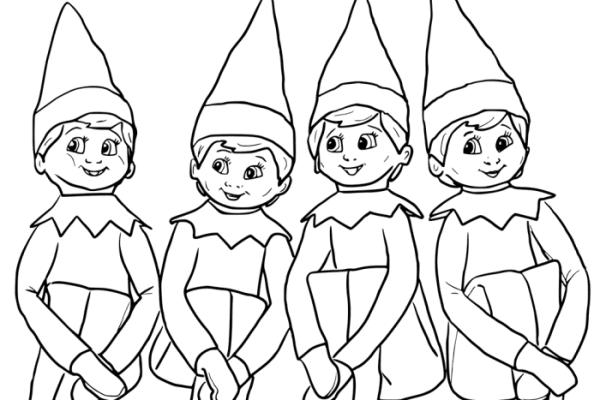 Elf coloring book pages